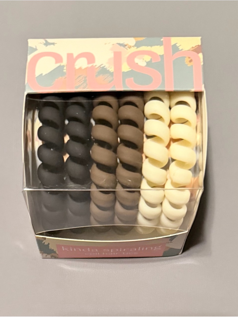 CRUSH Kinda Spiraling Coil Hair Ties In Black, Brown, Cream (6-Pack) ✨NWT✨